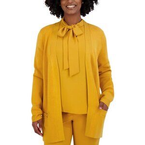 Kasper Womens Casual Open Front Long Sleeves Cardigan Regular Gold Size M NWT